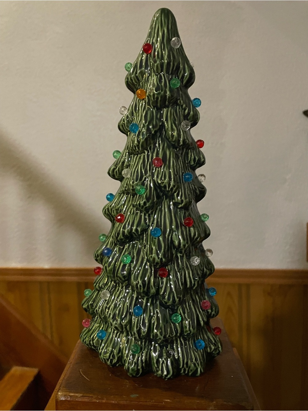 Handmade Ceramic Christmas Tree with Multicolor Bulbs - Holiday Home Decor